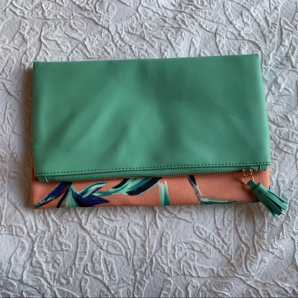 Rachel Pally Botanical Teal Clutch
